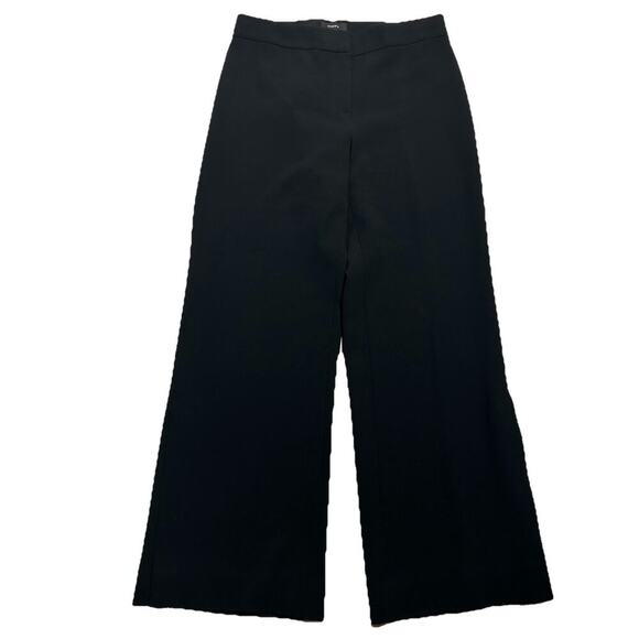 Theory Womens 0 Admiral Crepe High Slit Wide Leg Dress Pant Trousers Black - Picture 1 of 10